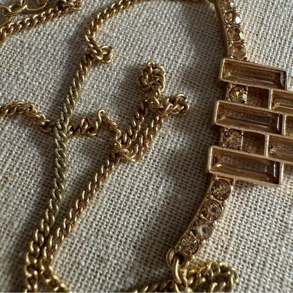 CAROLEE Vintage Gold Necklace with Brown Crystals & Heart Tag – 18” Total - Picture 10 of 17